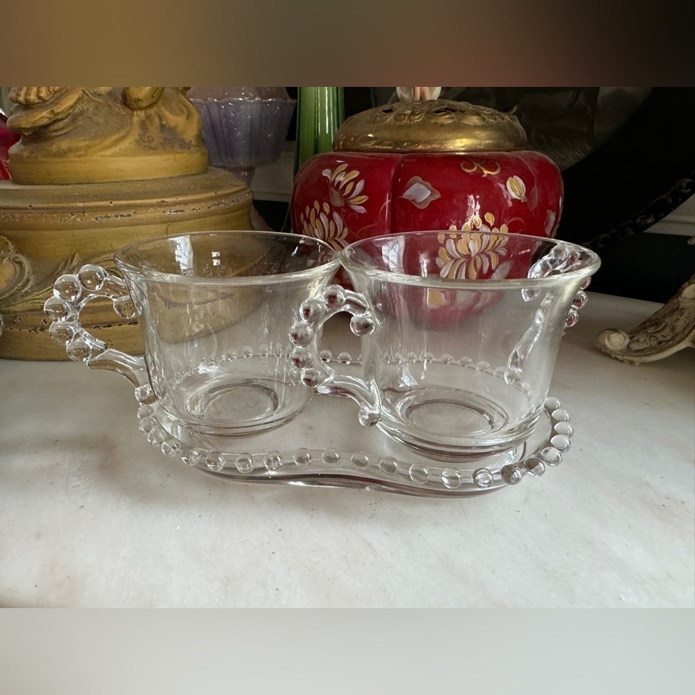 Vintage Candlewick by Imperial Glass Sugar, Creamer and Tray Set